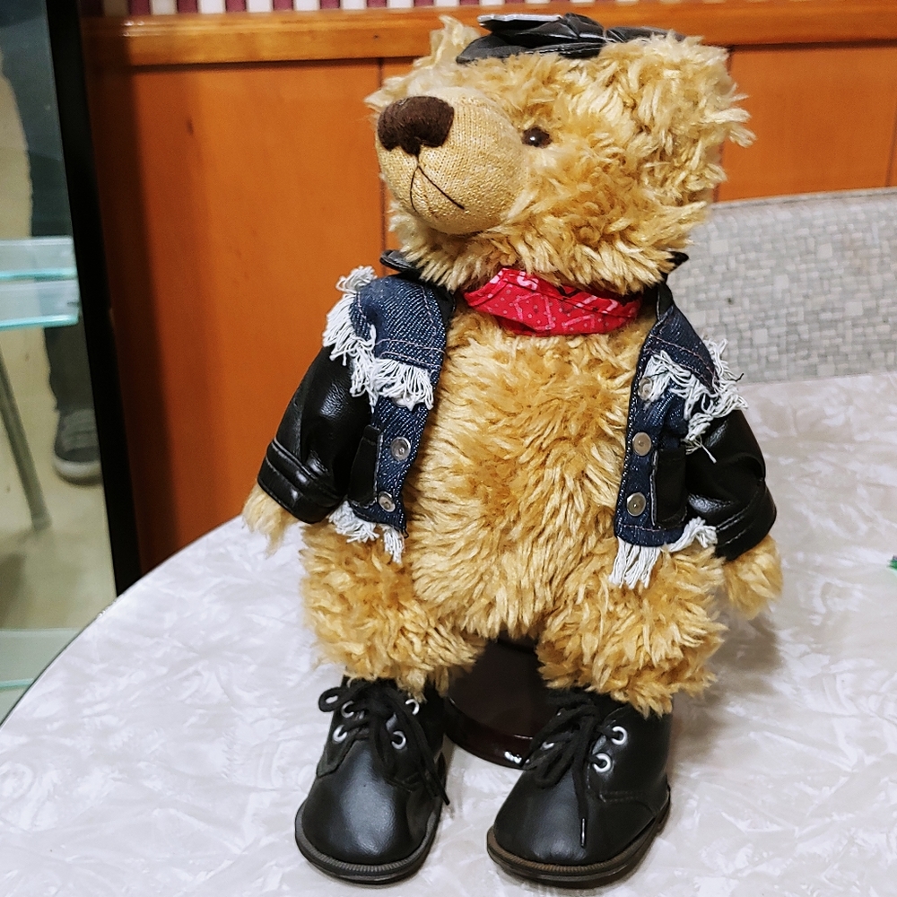PBC International Plush Motor Teddy Bear on stand